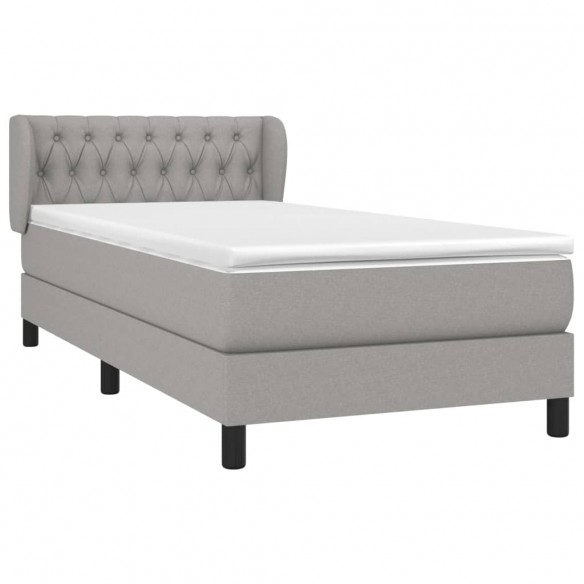 Cadre de lit avec matelas Gris clair 90x200 cm Tissu