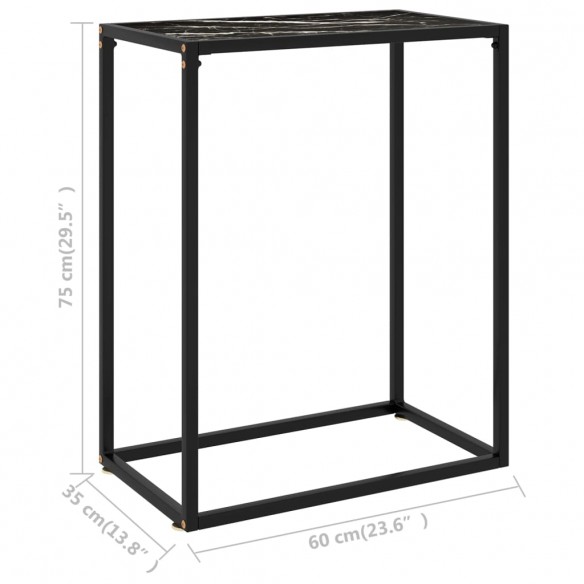 Table console Noir 60x35x75 cm Verre trempé