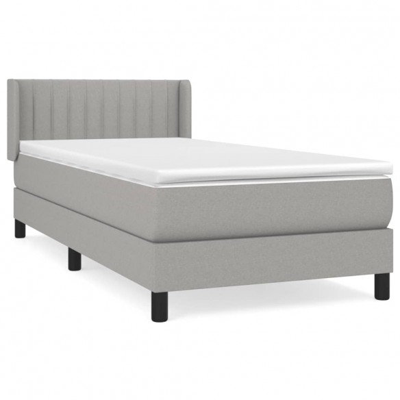 Cadre de lit et matelas Gris clair 90x190 cm Tissu