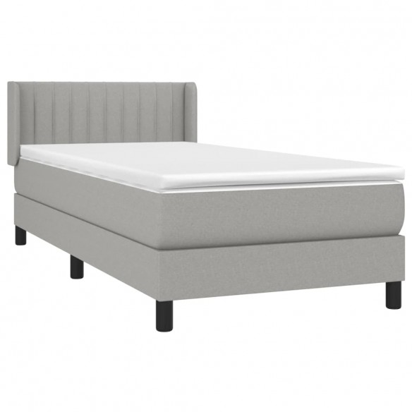 Cadre de lit et matelas Gris clair 90x190 cm Tissu