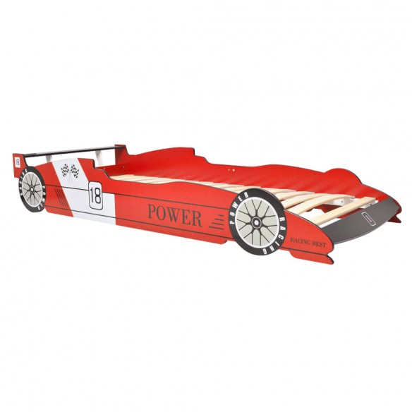 Lit voiture de course pour enfants avec LED 90 x 200 cm Rouge