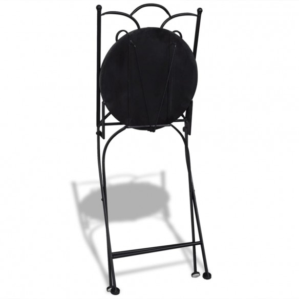 Chaises pliables de bistro 2 pcs Céramique Noir et blanc