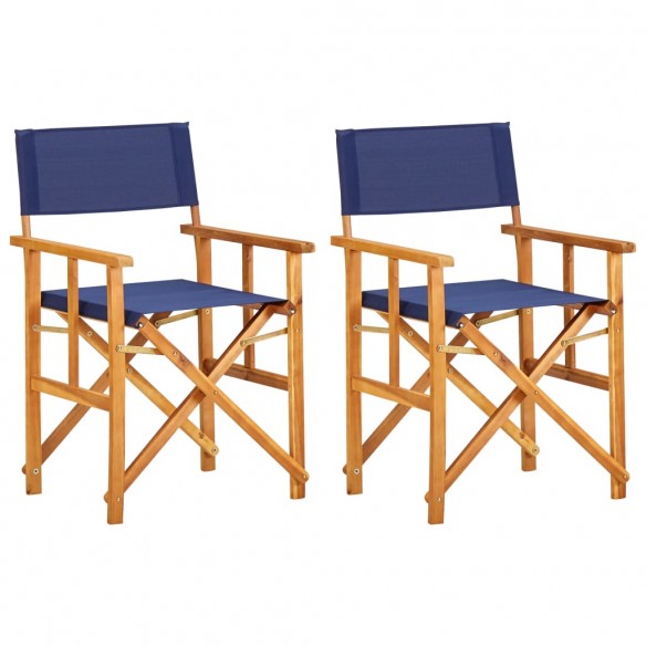 Chaises de metteur en scène 2 pcs Bois massif d'acacia Bleu