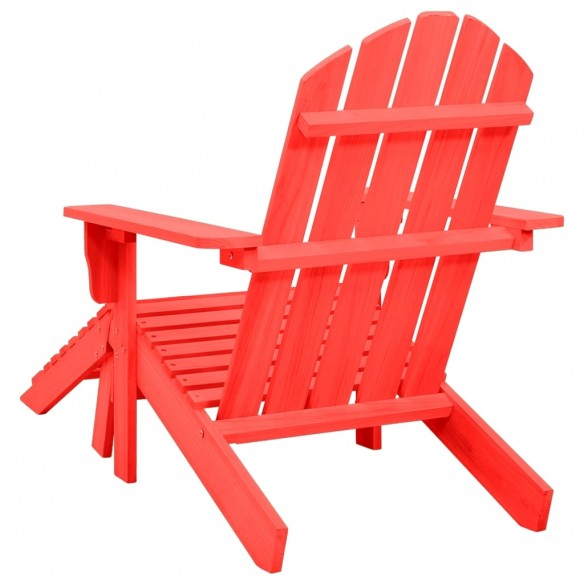 Chaise de jardin Adirondack avec pouf Bois de sapin Rouge