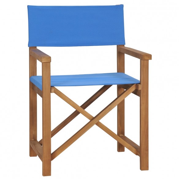 Chaises de metteur en scène lot de 2 Bois de teck massif Bleu