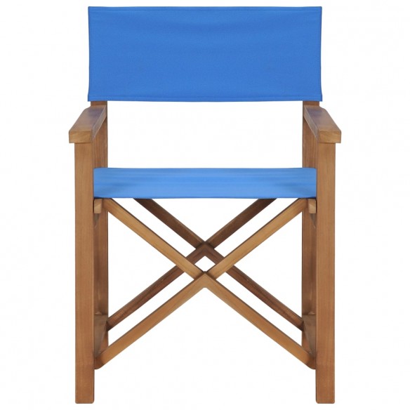 Chaises de metteur en scène lot de 2 Bois de teck massif Bleu