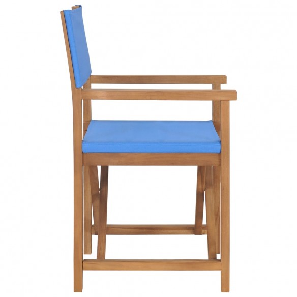 Chaises de metteur en scène lot de 2 Bois de teck massif Bleu