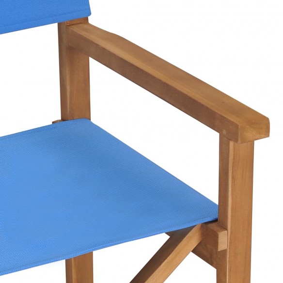 Chaises de metteur en scène lot de 2 Bois de teck massif Bleu