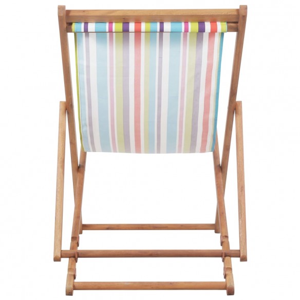 Chaise pliable de plage Tissu et cadre en bois Multicolore