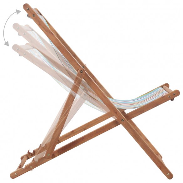 Chaise pliable de plage Tissu et cadre en bois Multicolore