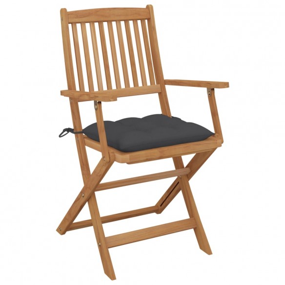 Chaises pliables de jardin 6 pcs avec coussins Bois d'acacia