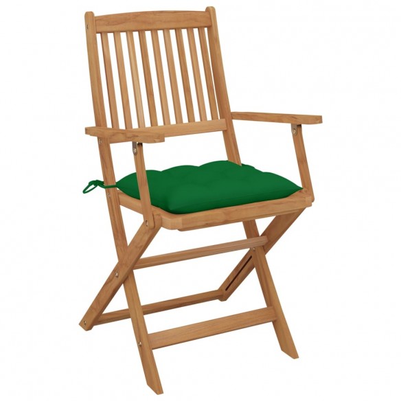 Chaises pliables d'extérieur avec coussins 8 pcs Bois d'acacia