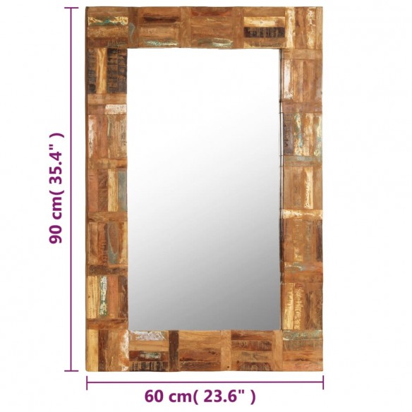 Miroir mural Bois de récupération massif 60 x 90 cm