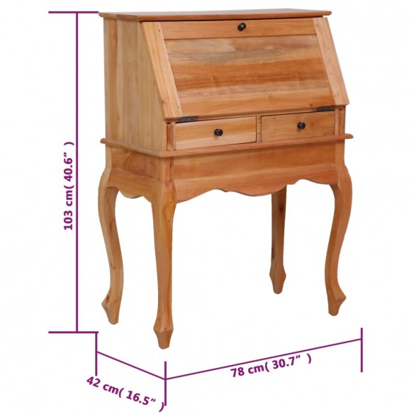 Bureau secrétaire 78x42x103 cm Bois d'acajou massif