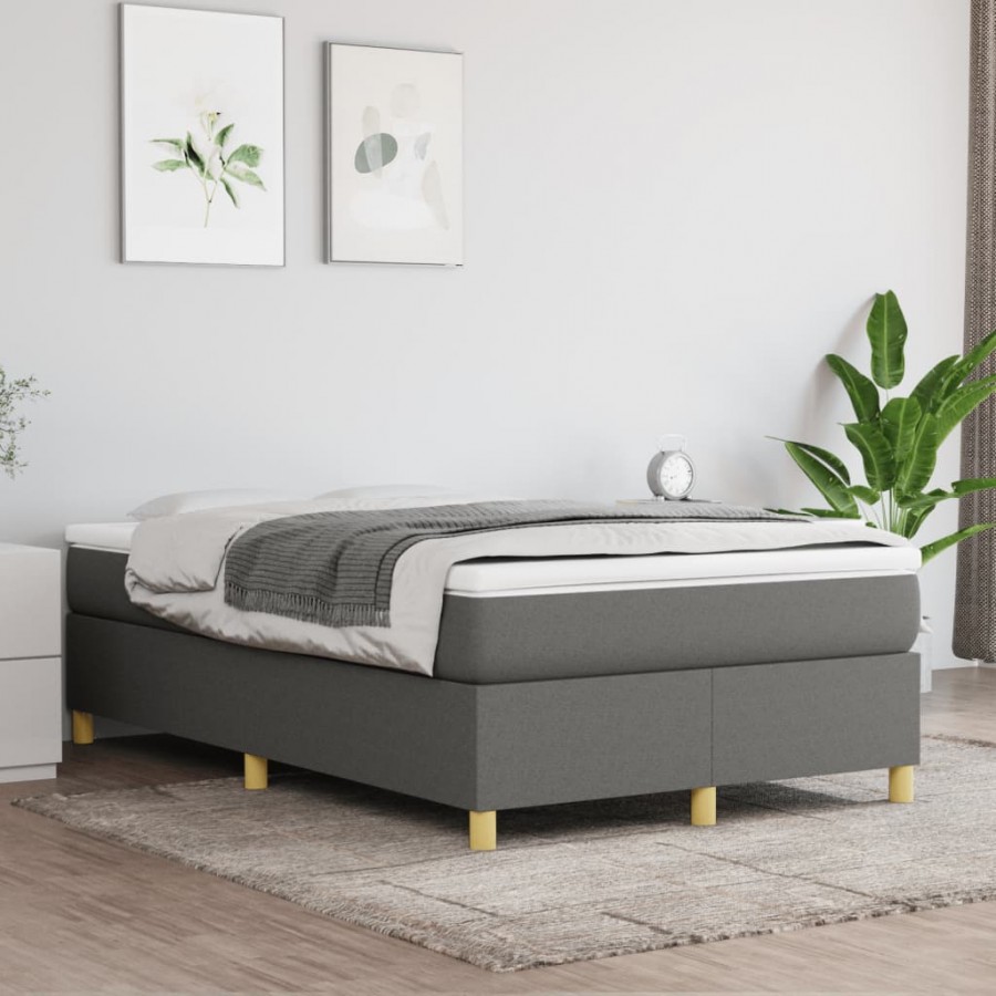 Cadre de lit avec matelas Gris foncé 120x200cm Tissu