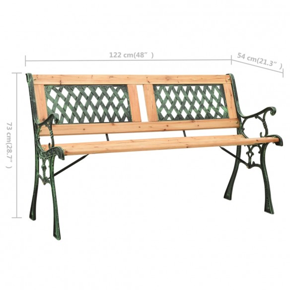 Banc de jardin 122 cm Fonte et bois de sapin massif