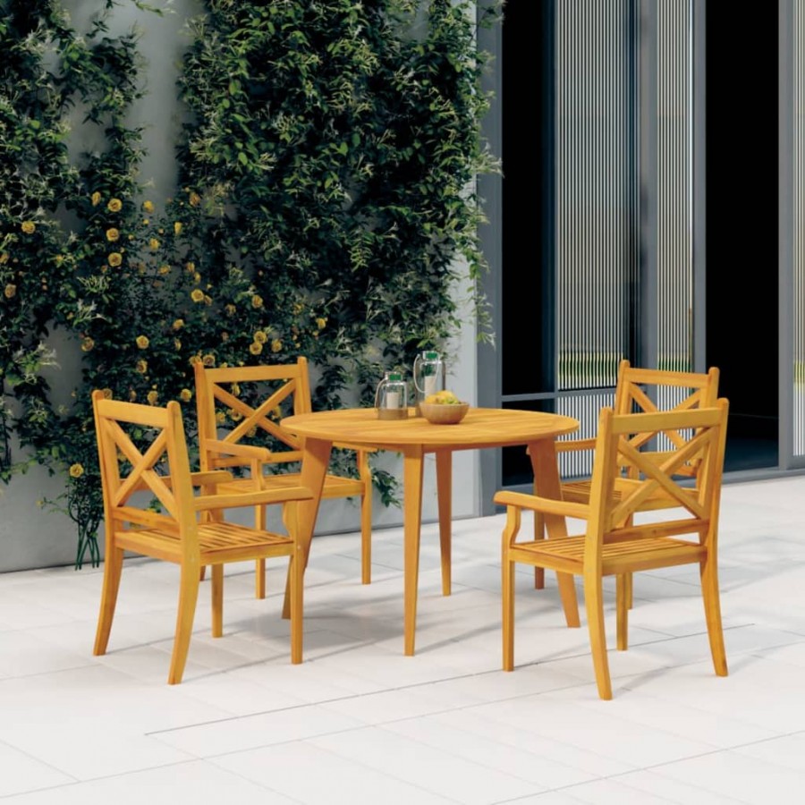 Chaises à dîner d'extérieur 4 pcs Bois d'acacia massif