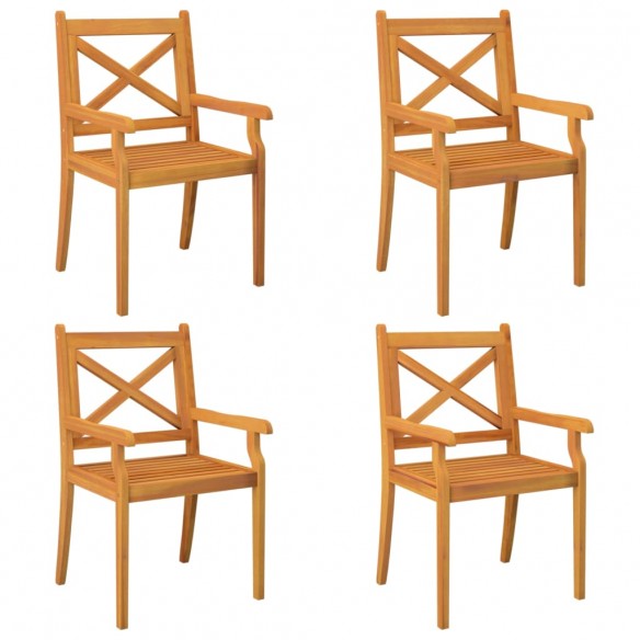 Chaises à dîner d'extérieur 4 pcs Bois d'acacia massif