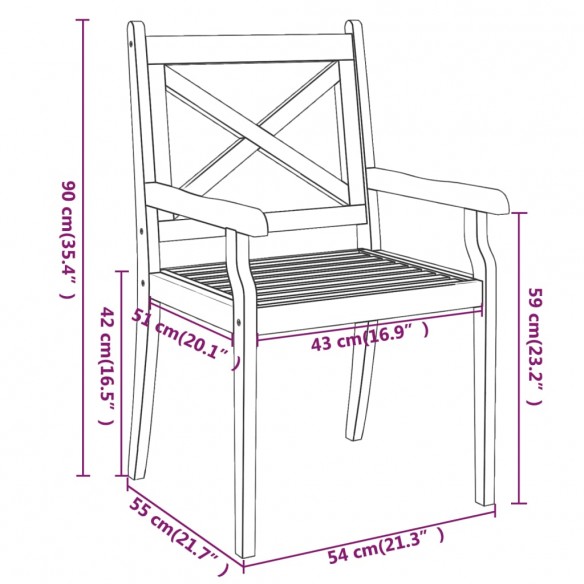 Chaises à dîner d'extérieur 4 pcs Bois d'acacia massif