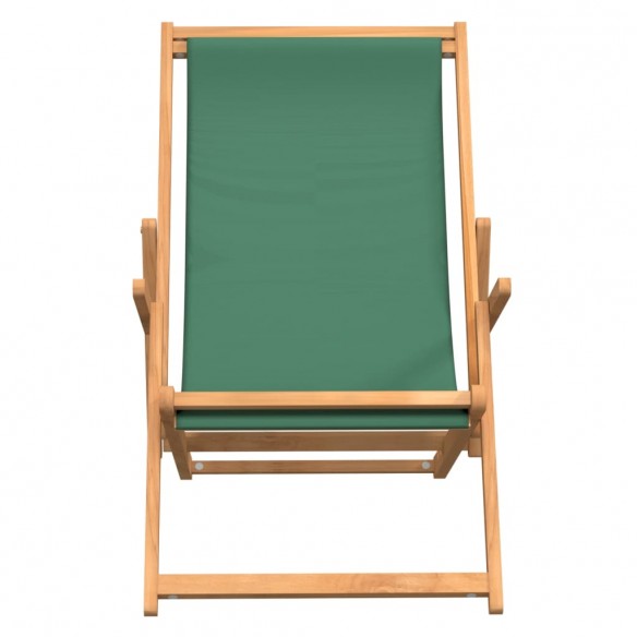 Chaise de plage pliable Bois de teck solide Vert