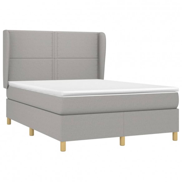 Cadre de lit avec matelas Gris clair 140x190cm Tissu