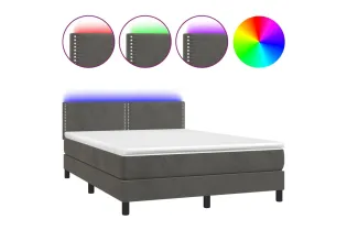 cadre de lit avec matelas LED Gris foncé 140x200 cm 2