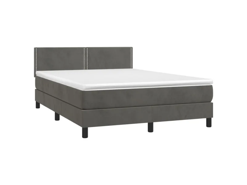 cadre de lit avec matelas LED Gris foncé 140x200 cm