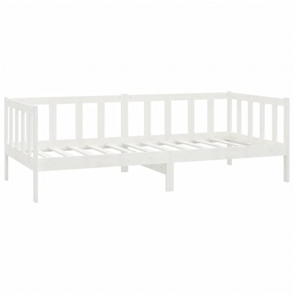 Lit de repos avec tiroirs 90x200 cm Blanc Bois de pin massif