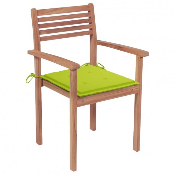 Chaises de jardin empilables avec coussins 8 pcs Teck solide