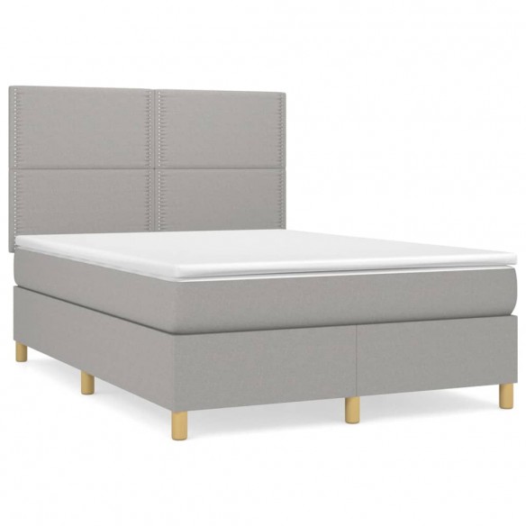 Cadre de lit avec matelas Gris clair 140x200cm Tissu