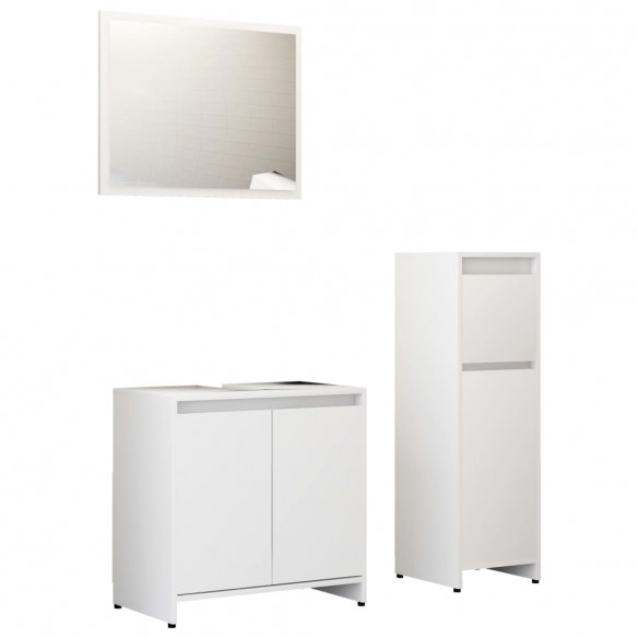 Ensemble de meubles de salle de bain 3 pcs Blanc Aggloméré