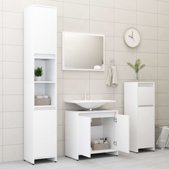 Ensemble de meubles de salle de bain 3 pcs Blanc Aggloméré