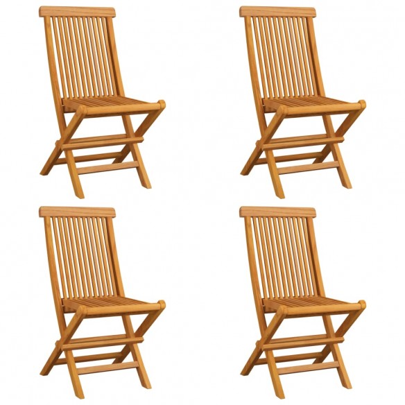 Chaises de jardin avec coussins vert 4 pcs Bois de teck massif