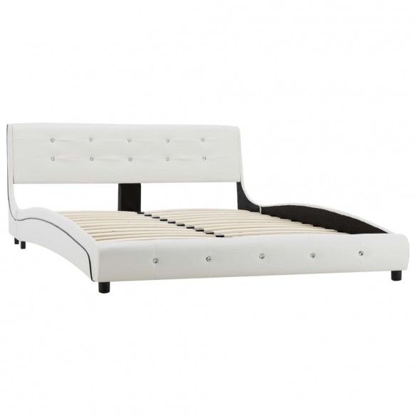 Lit avec matelas Blanc Similicuir 140 x 200 cm