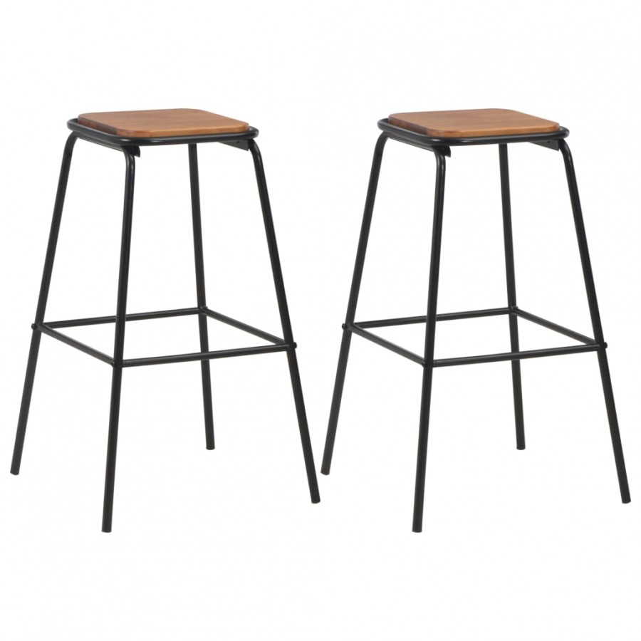 Tabourets de bar lot de 2 noir pinède solide et acier