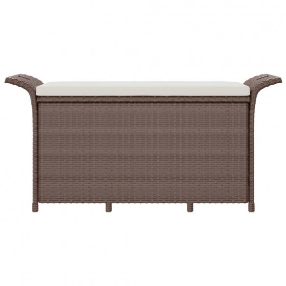 Banc de jardin avec coussin marron 116x46x57 cm résine tressée