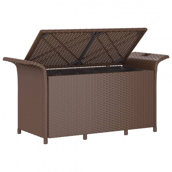 Banc de jardin avec coussin marron 116x46x57 cm résine tressée