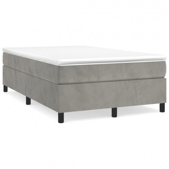 Cadre de lit et matelas Gris clair 120x200cm Velours