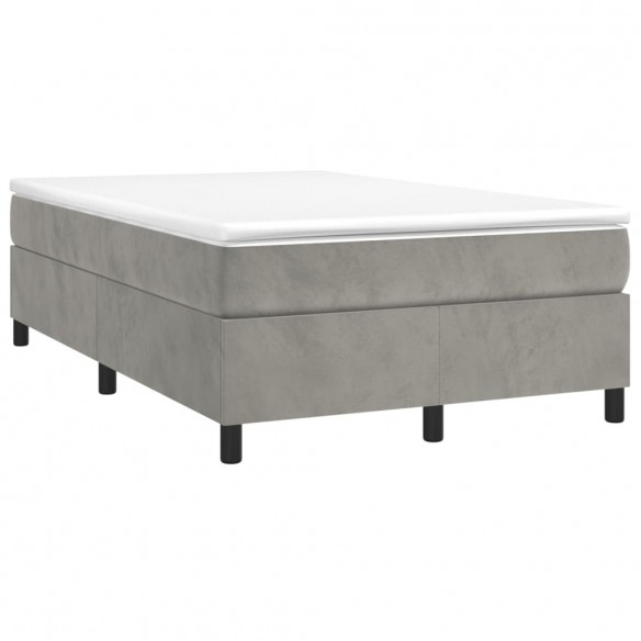 Cadre de lit et matelas Gris clair 120x200cm Velours