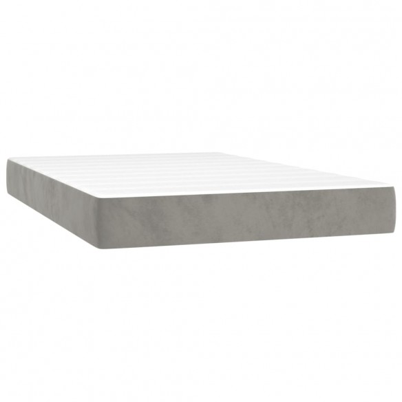 Cadre de lit et matelas Gris clair 120x200cm Velours