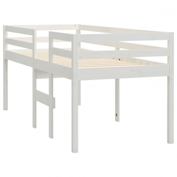 Lit haut Blanc 90x190 cm Bois de pin massif