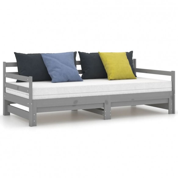 Lit coulissant Gris Bois de pin massif 2x(90x200) cm