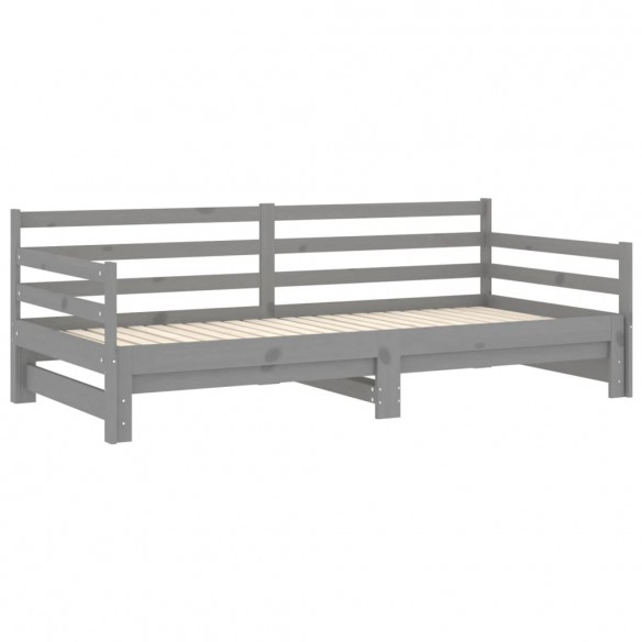 Lit coulissant Gris Bois de pin massif 2x(90x200) cm