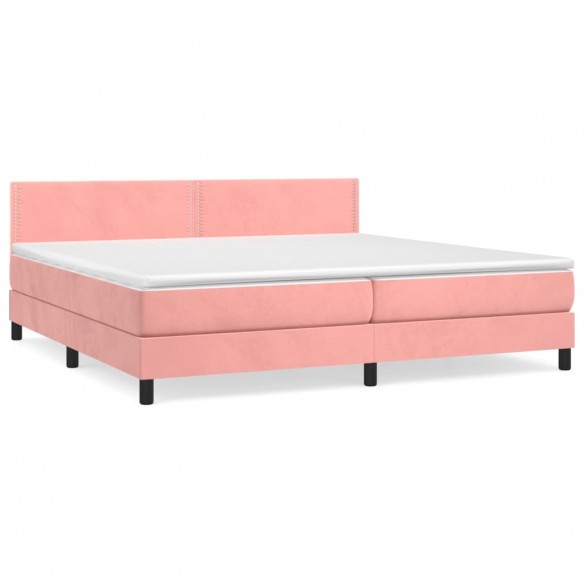 Cadre de lit avec matelas Rose 200x200 cm Velours