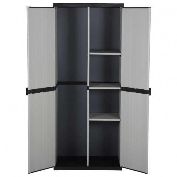 Armoire de rangement de jardin 3 étagères Gris/noir 68x40x168cm