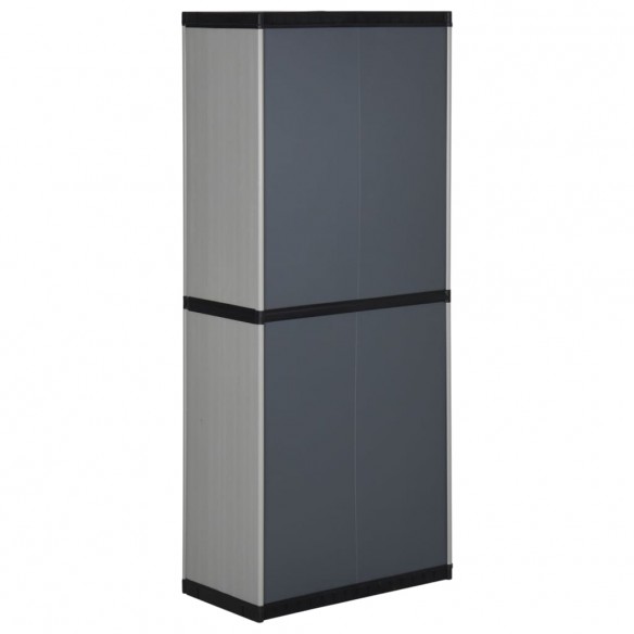 Armoire de rangement de jardin 3 étagères Gris/noir 68x40x168cm