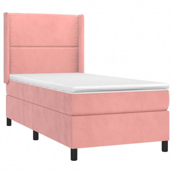 Cadre de lit avec matelas Rose 100x200 cm Velours