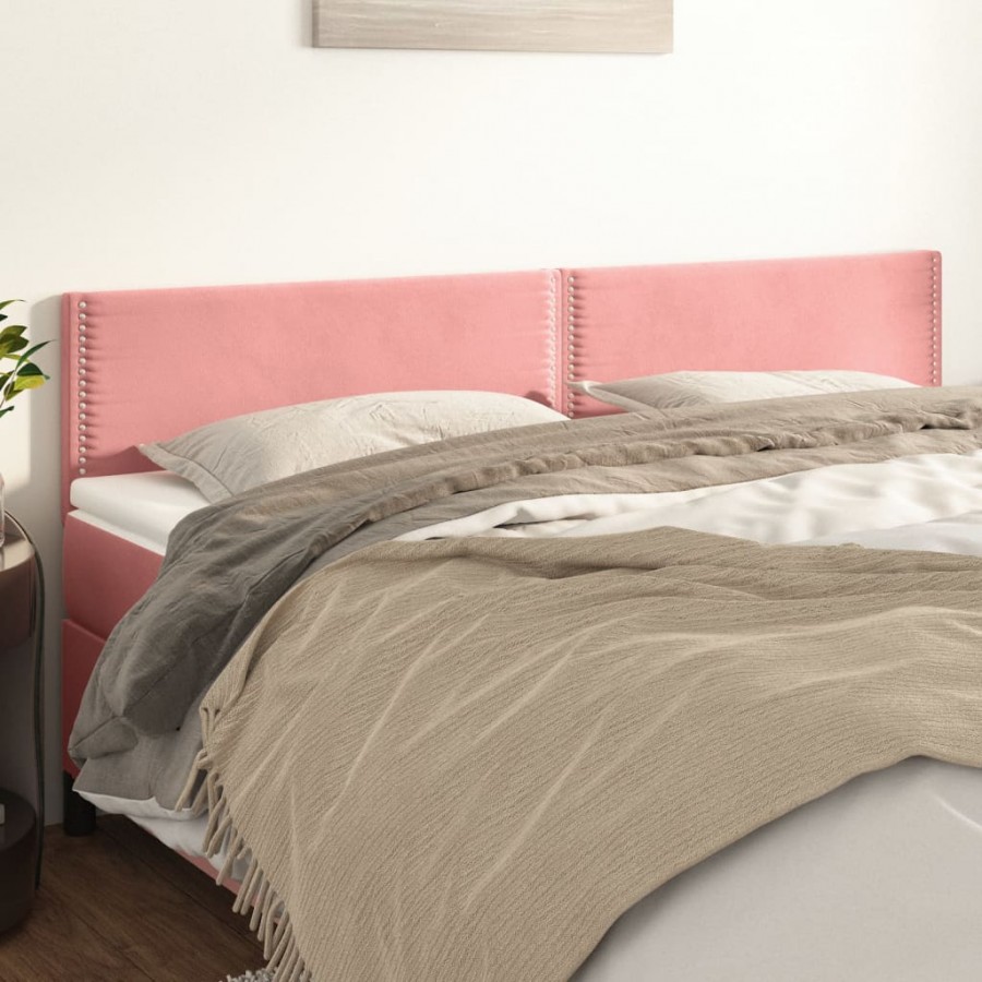 Têtes de lit 2 pcs Rose 100x5x78/88 cm Velours