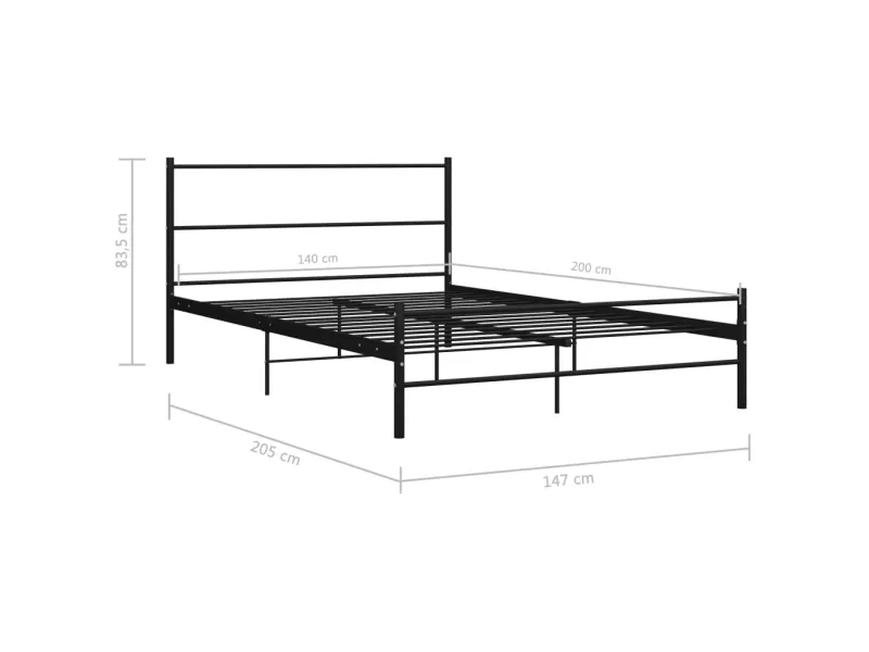 Lit Noir Métal 140 x 200 cm