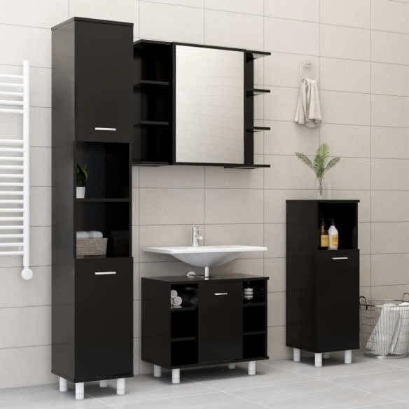 Ensemble de meubles de salle de bain 3 pcs Noir Aggloméré